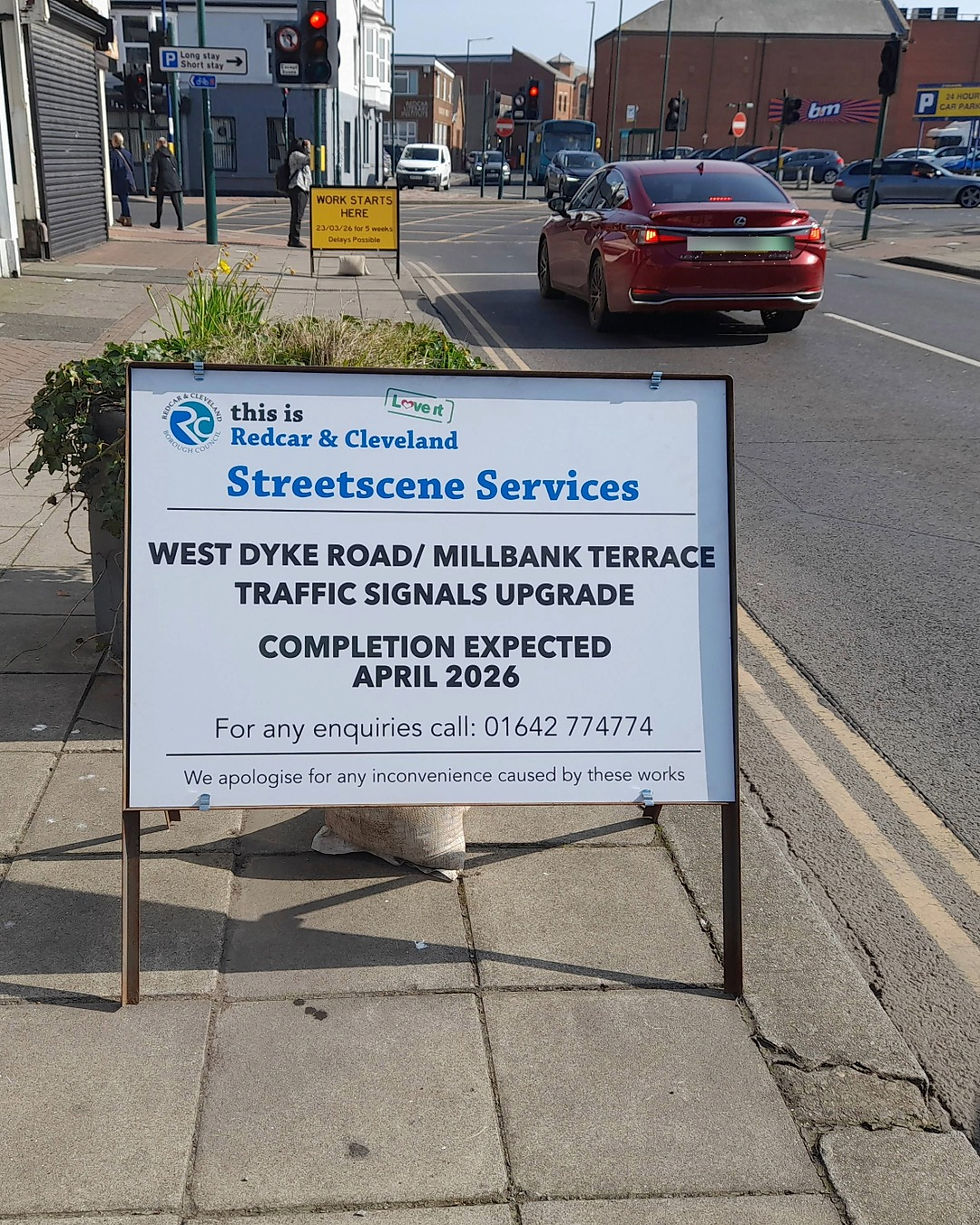 Traffic signal upgrade in Redcar expected to cause delays