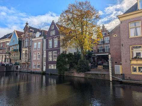 Townhouses facing the canal of Alkmaar, Netherlands