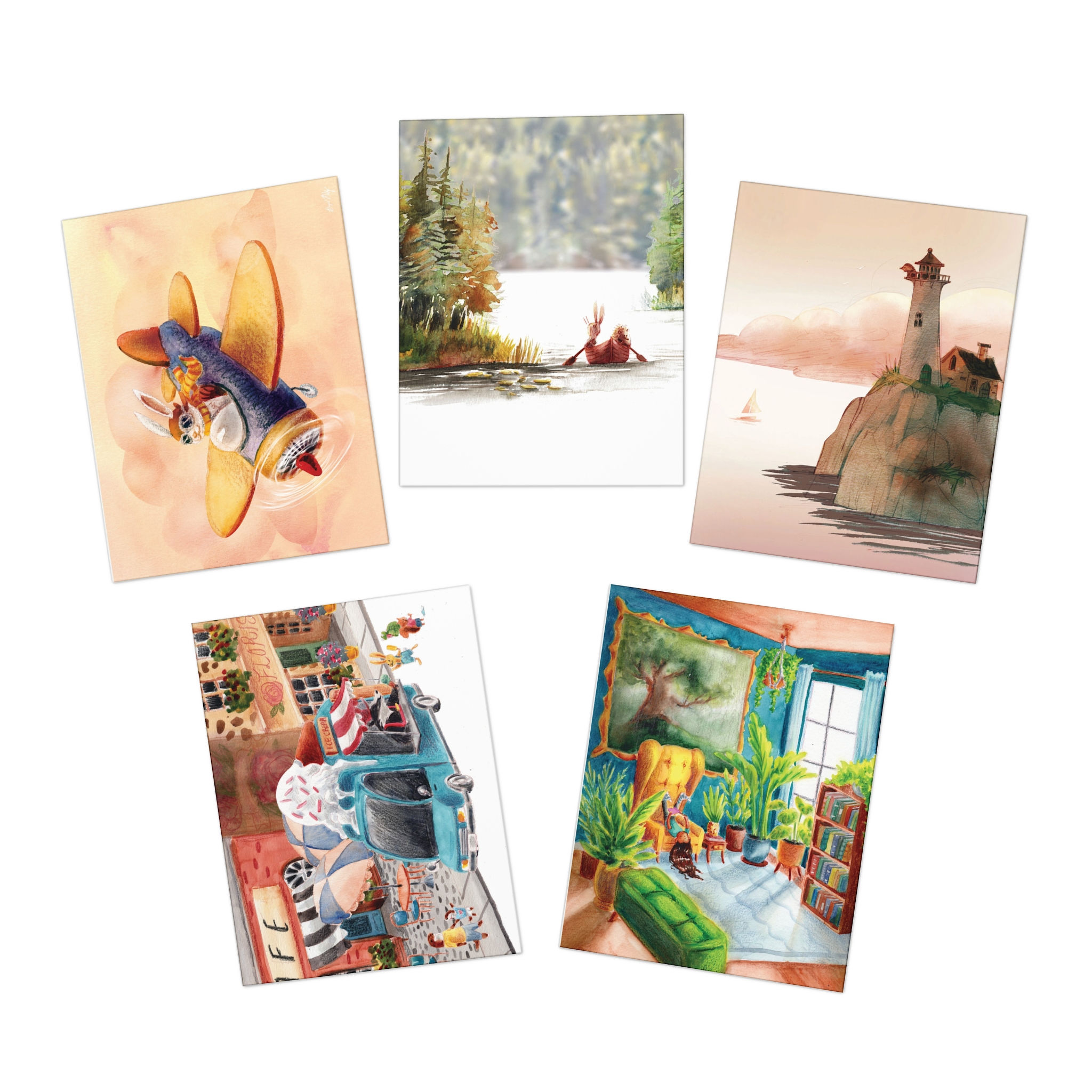 Watercolor Summer 2021 Greeting Cards (5-Pack)