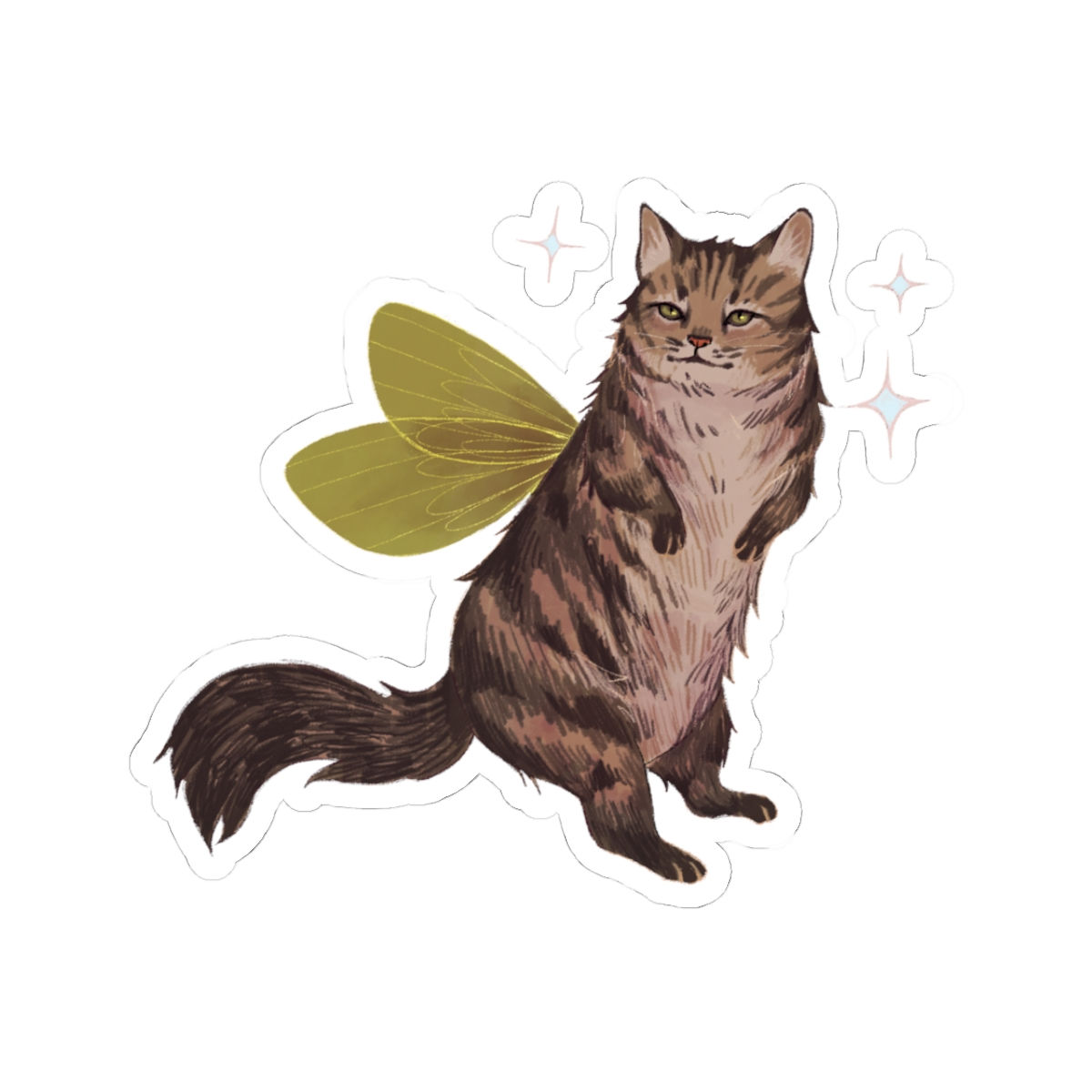 Green Fairy Cat Sticker