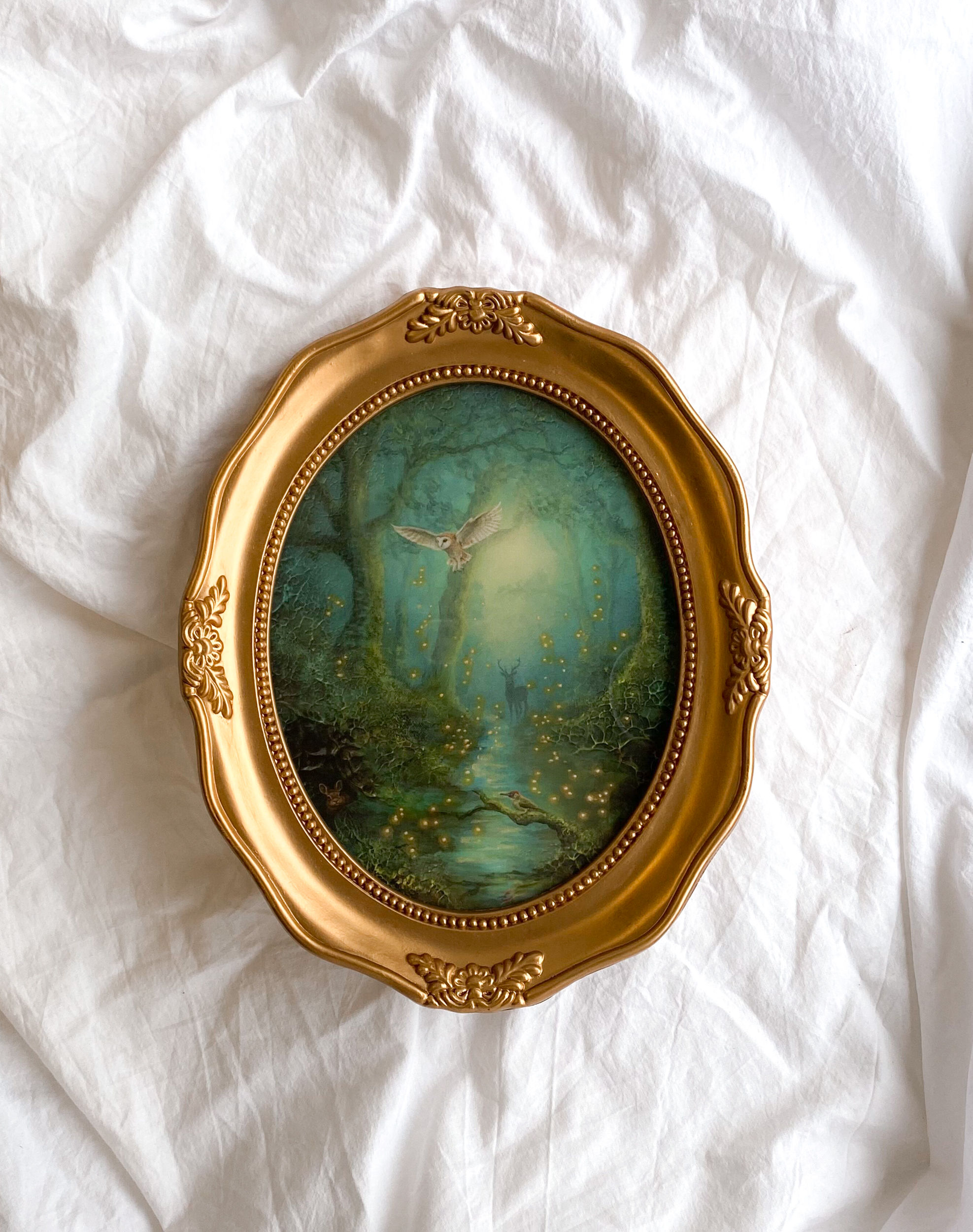 Hidden Magic in Moss Oval Framed Print