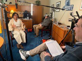 Ryan Abramson, director of strategic communications at penn state lehigh valley interviewing the chancellor