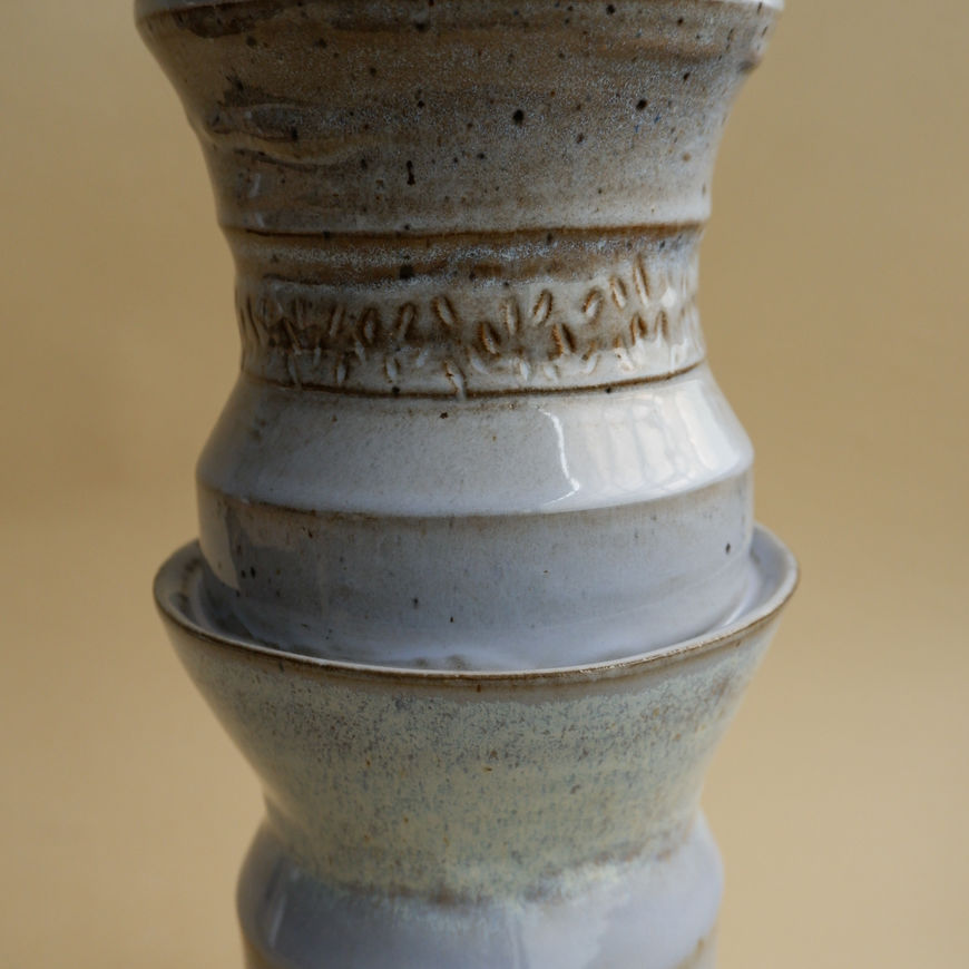 Wheel-thrown and unique, this stoneware vase belongs to the "Combined Forms" series.
