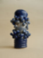 The Bubble - Blue Speckled Vase 05: Handcrafted beige stoneware with a striking blue glaze.