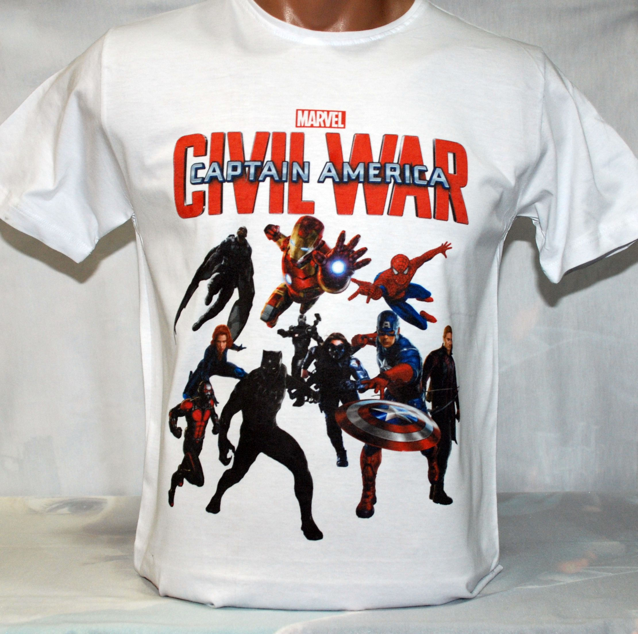 Civil War Captain Amerika Iron Man Beyaz Tişört