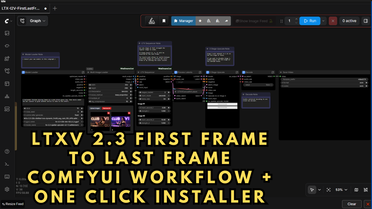 LTXV 2.3 First Frame to Last Frame ComfyUI Workflow + One Click Installer