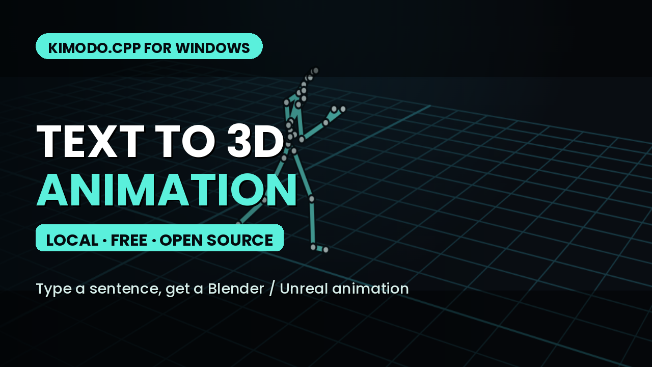 Kimodo.cpp One-Click Windows Installer - Local AI Text-to-Motion 3D Animation