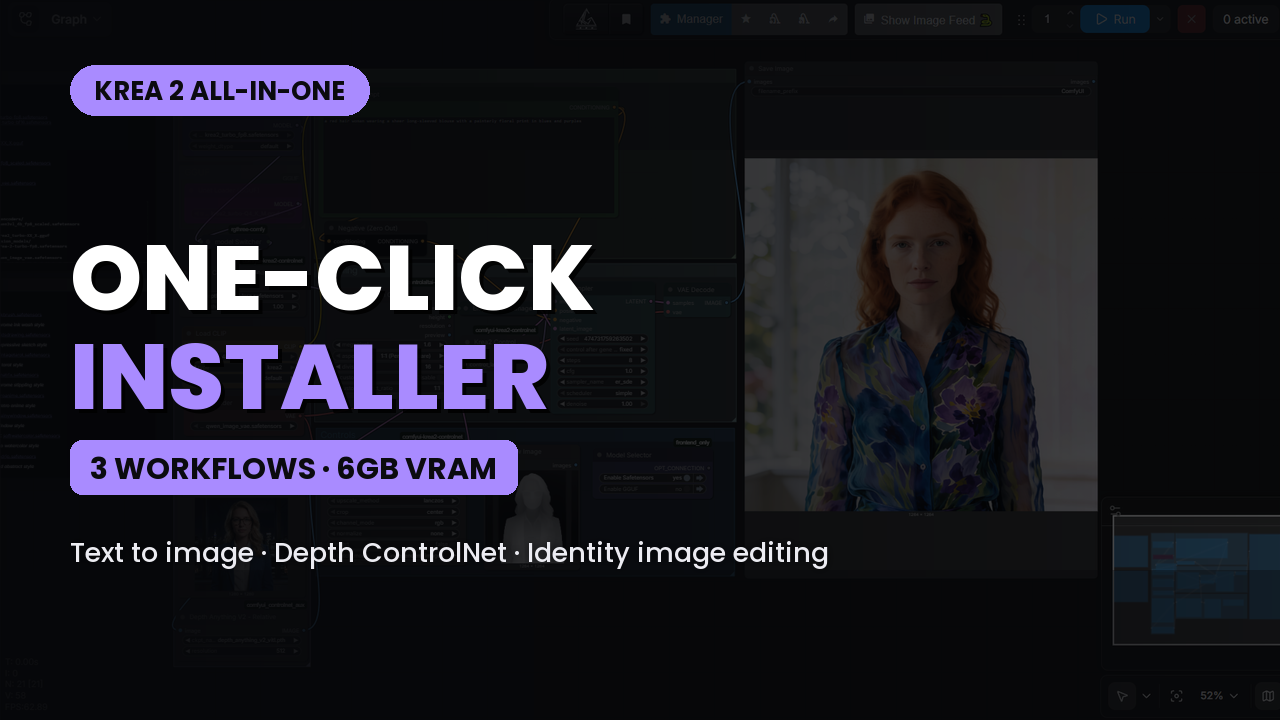 Krea 2 All In One ComfyUI One Click Windows Installer (6 GB VRAM)