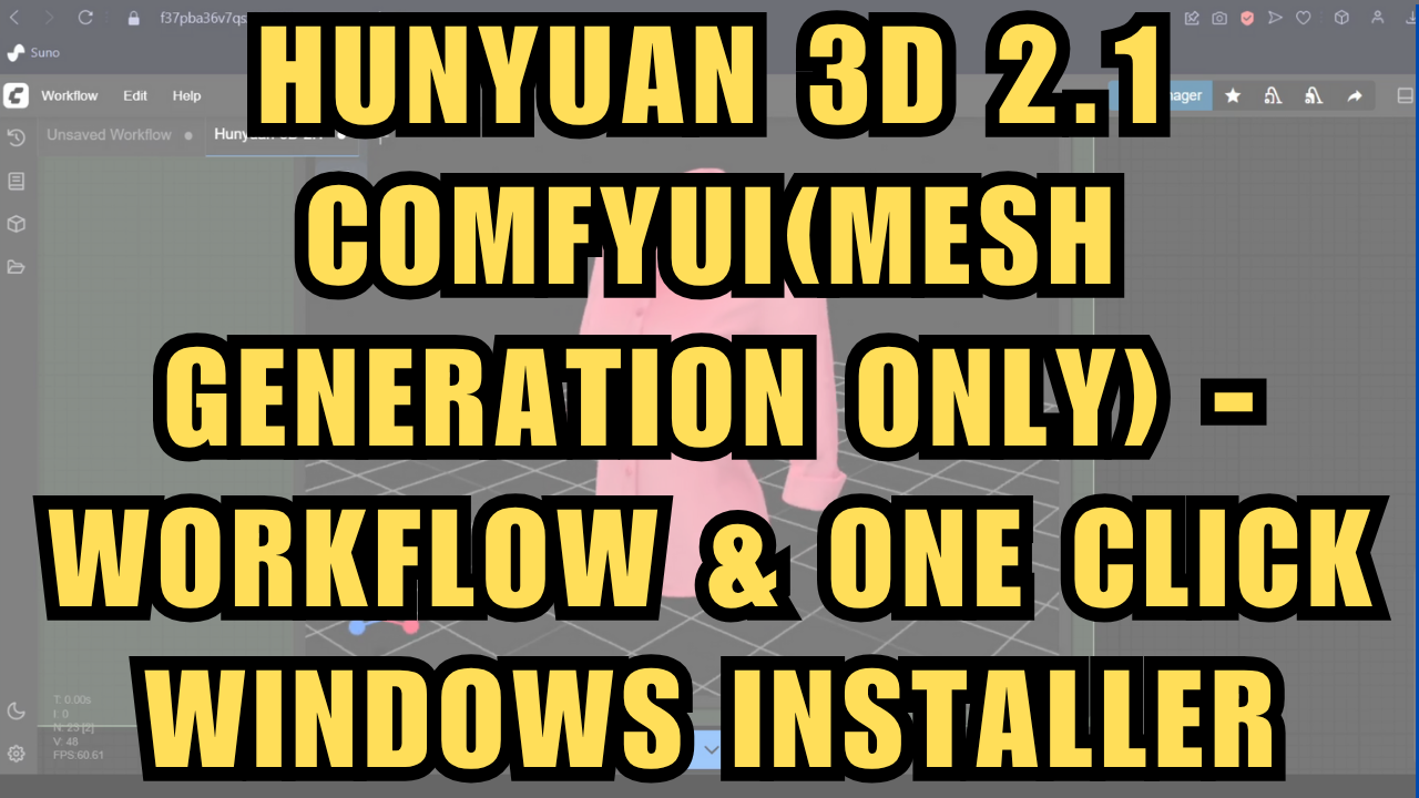 Hunyuan 3D 2.1 ComfyUI(Mesh Generation Only) - Workflow & One Click Installer