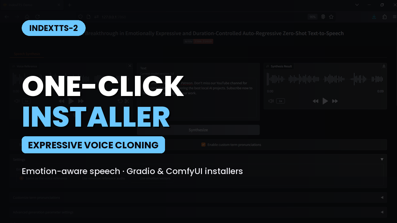 IndexTTS-2 - Expressive TTS & Voice Cloning - One Click Installer