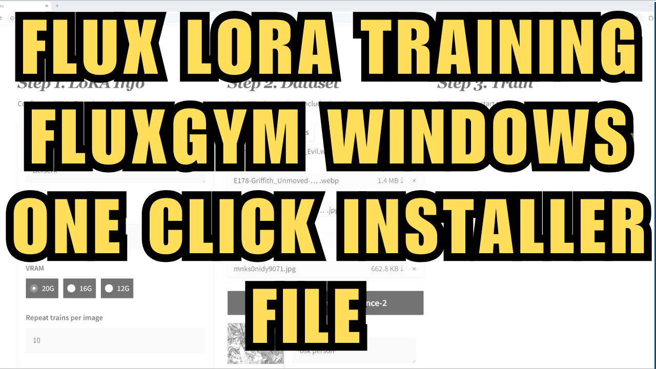 Flux LoRA Training - FluxGym One Click Installer File - Windows