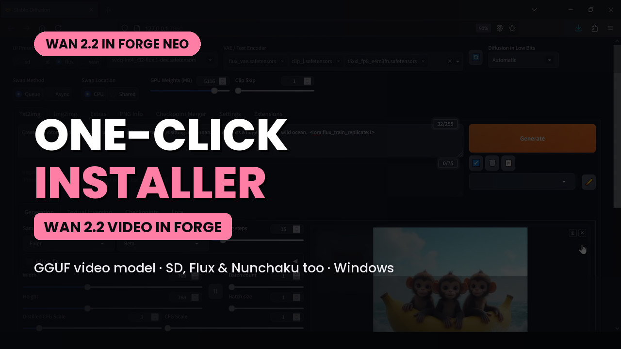 WAN 2.2 in Stable Forge UI Neo - One Click Windows Installer
