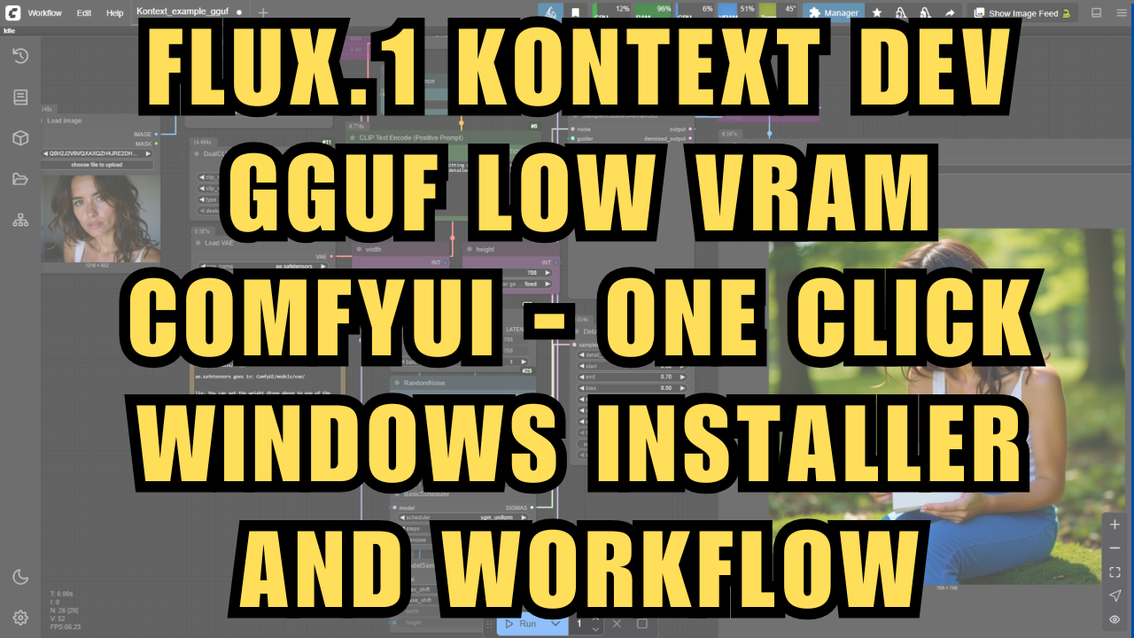 Flux.1 Kontext Dev GGUF Low VRAM ComfyUI - One Click Windows Installer/Workflow
