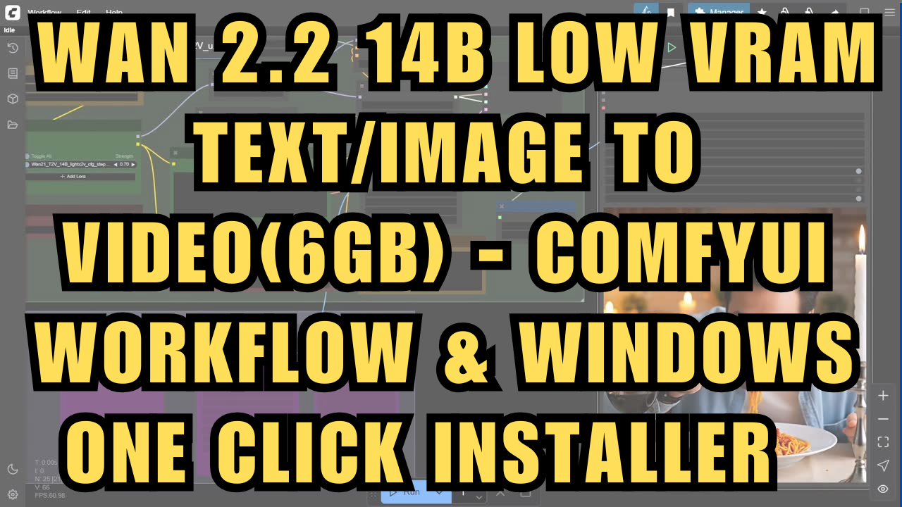 WAN 2.2 14B Text/Image To Video(6GB) - ComfyUI Workflow - One Click Installer