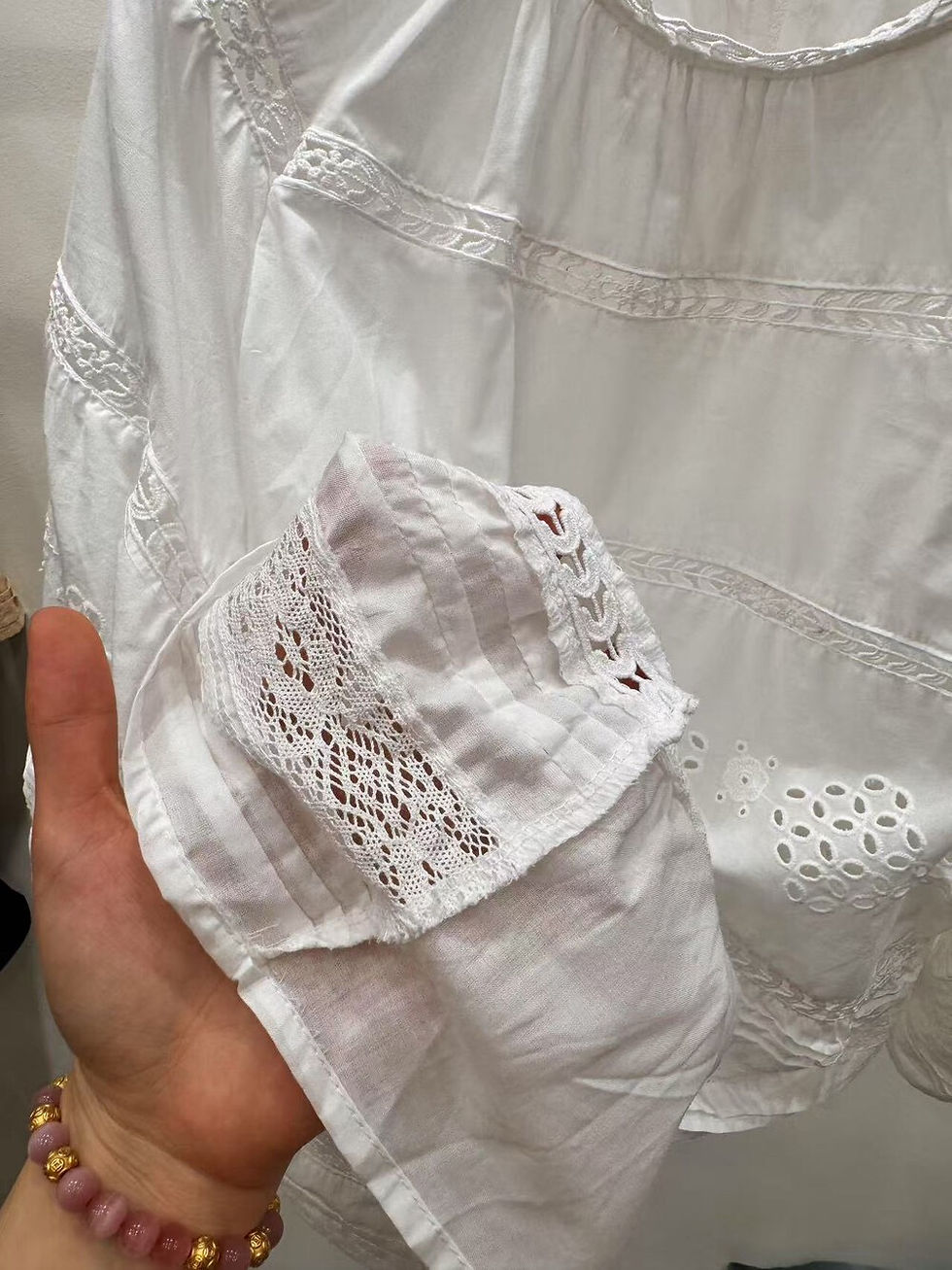 Thumbnail: JIAQI Retro Lace Stand Collar Embroidery Pleated Top (5330)