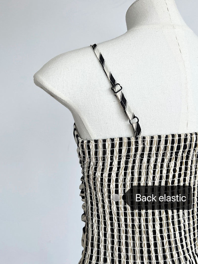 Thumbnail: Luxi French Style Stripe Tube Top Suspender Dress
