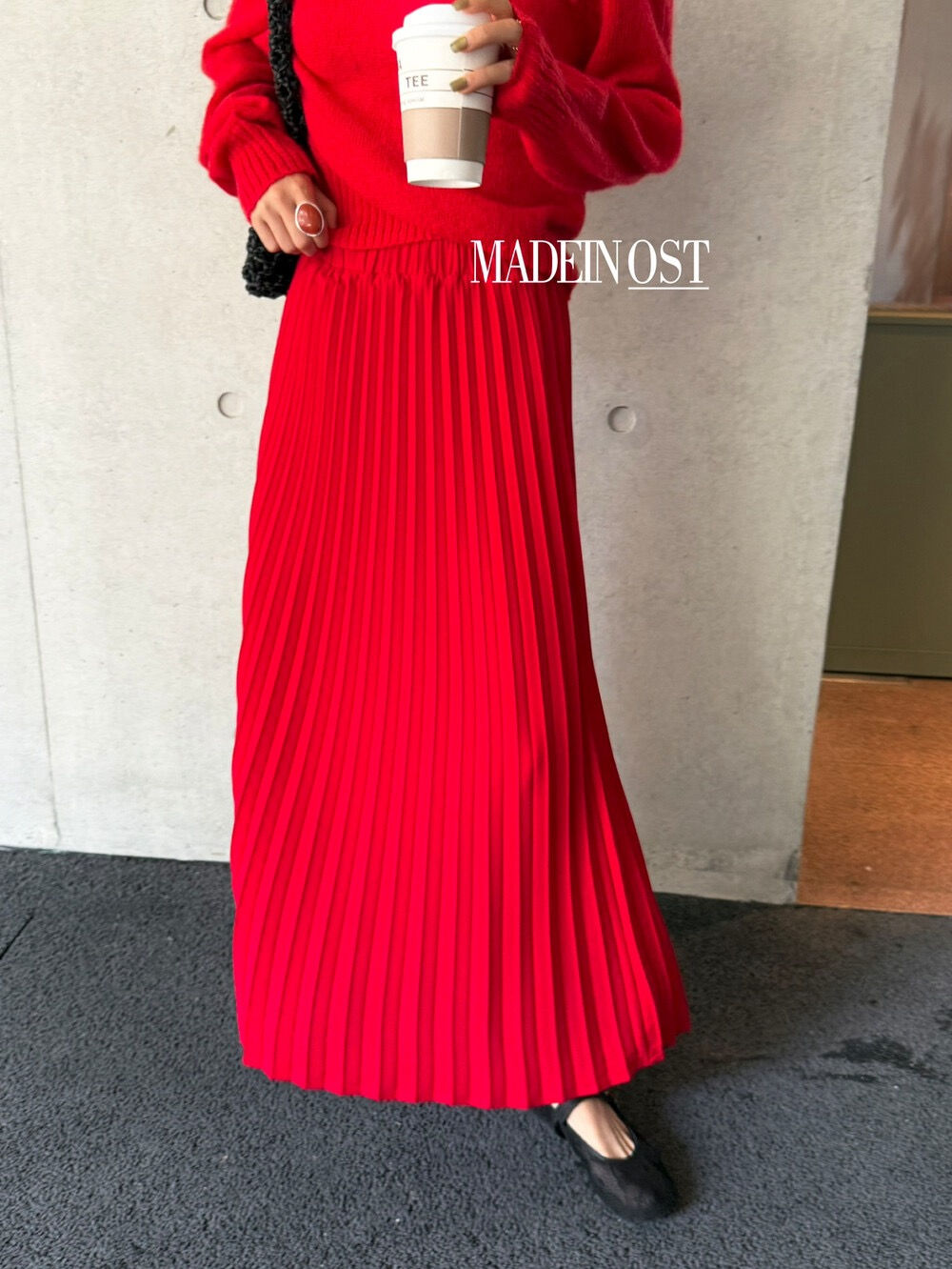 MADEIN OST French style Pleated Maxi Skirt (91078)