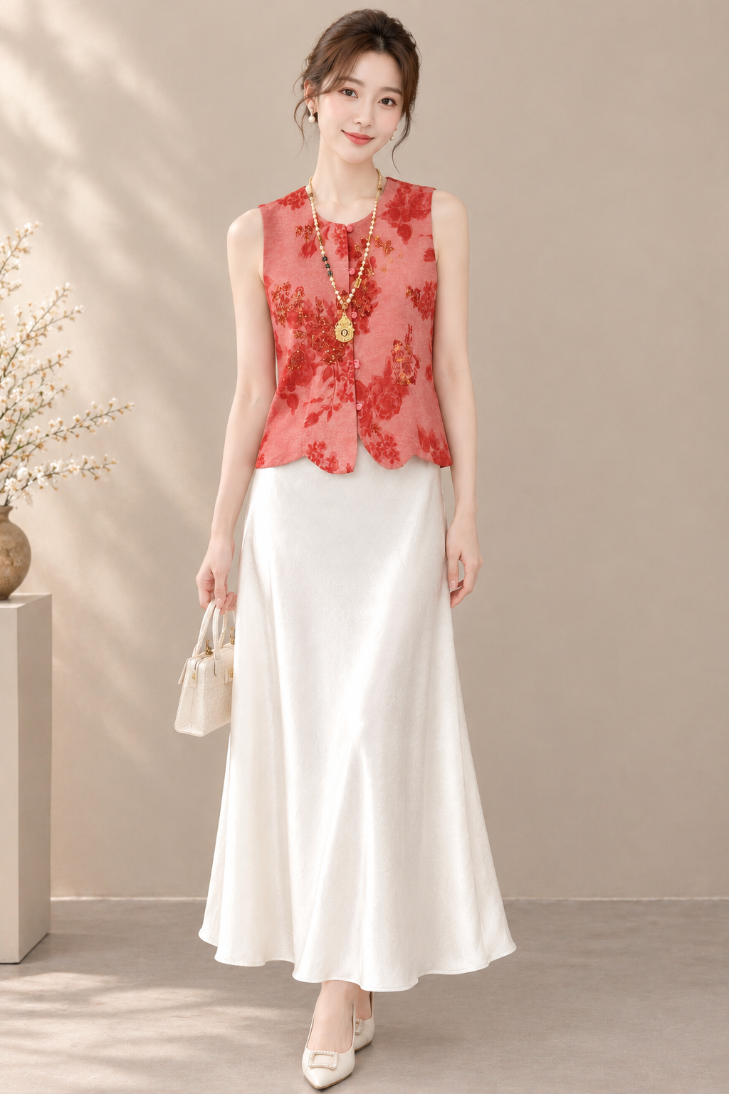 Yiyijia New Chinese-Style Jacquard Beaded Vest (779201)