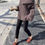 Thumbnail: Gracetina Hoo Winter Simple Slit Fleece Elastic Waist Cropped Pants (KB995)