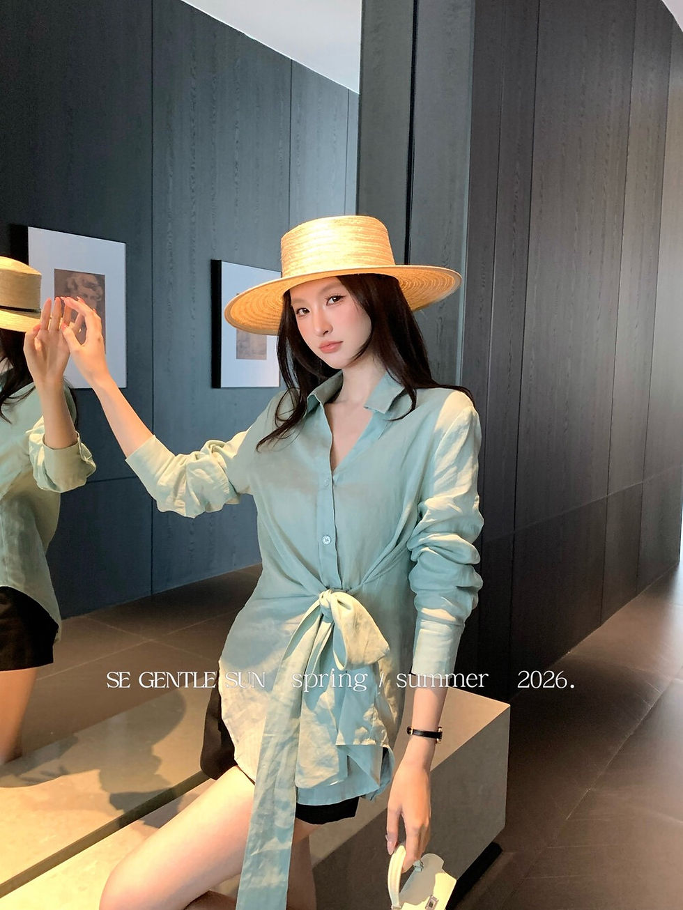 Thumbnail: SE GENTLE SUN Vintage-Style Ramie Tie Shirt  (89875)