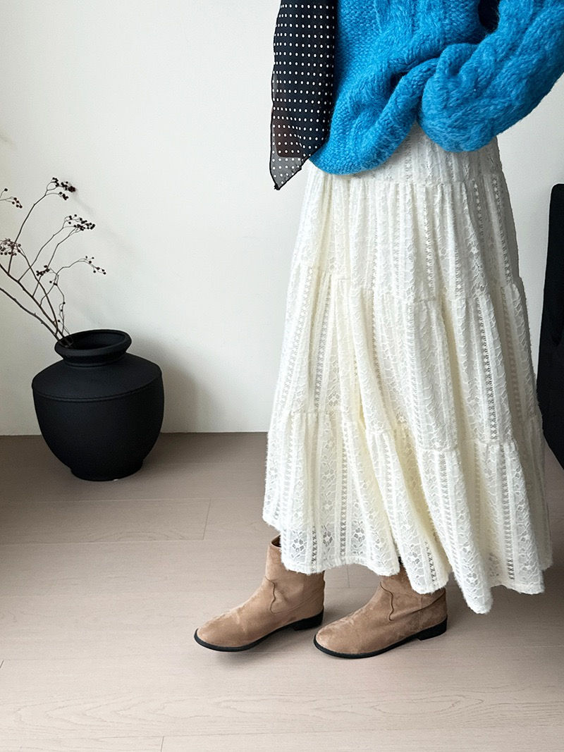 Thumbnail: Namo Korean style soft brushed A-line cake skirt