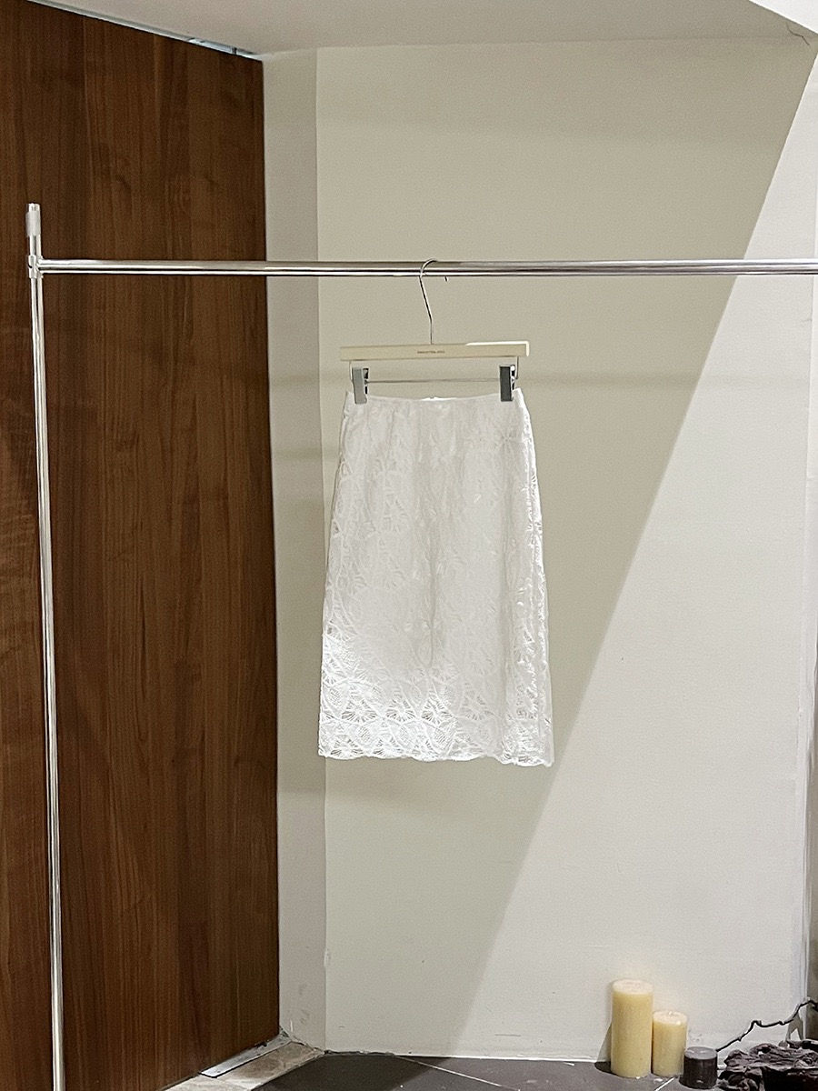 Thumbnail: Gracetina Hoo Korean Style Heavy-Duty Embroidery Hollow-Out Versatile Midi Skirt