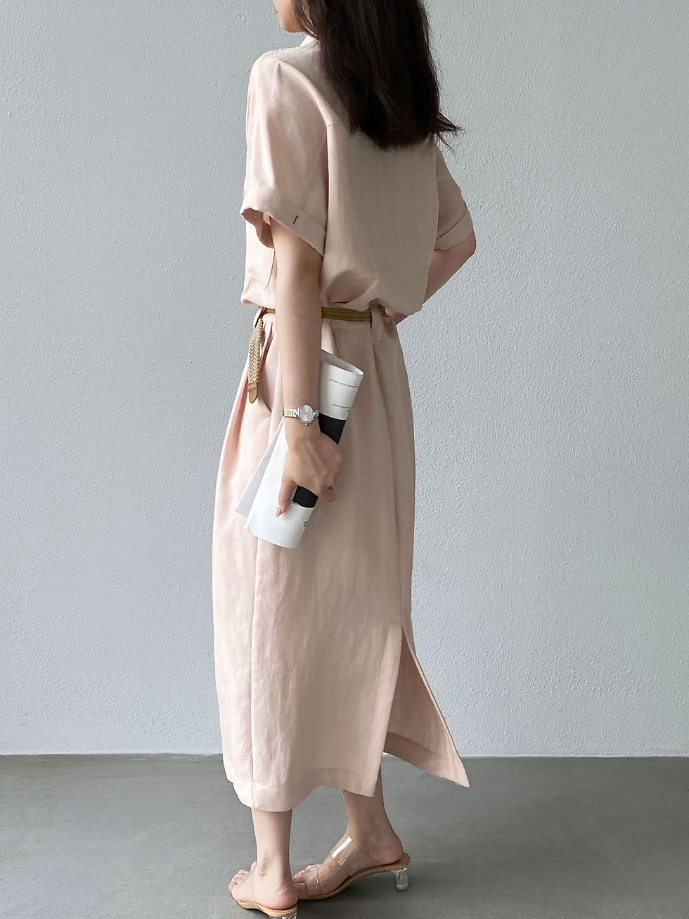Thumbnail: Jiangzuo premium Short Sleeve Dress with Belt (1606)