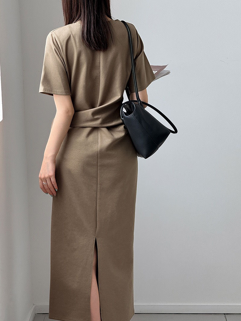 Thumbnail: Tangerine French style T-shirt strap dress