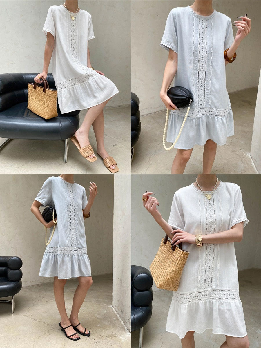 Thumbnail: Sinan Tencel Lyocell Lace Embroidery Dress (SN9126)