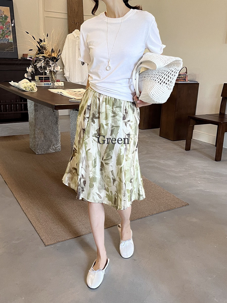 Thumbnail: Gracetina Hoo French style Romantic Rayon Midi Skirt (BQA6117)