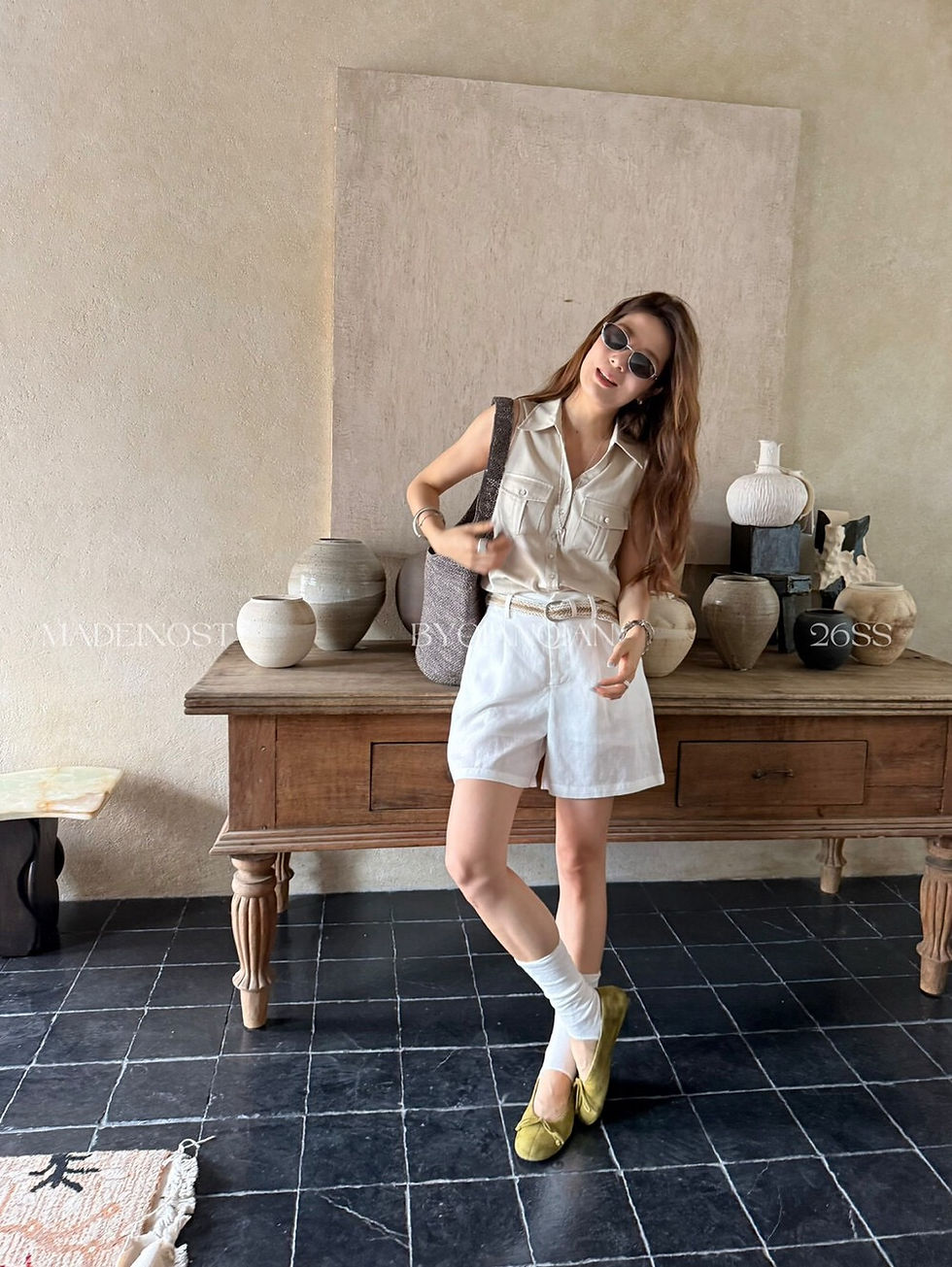 Thumbnail: MADEIN OST Linen Minimalist Belted Casual Pants (with belt) (91538)