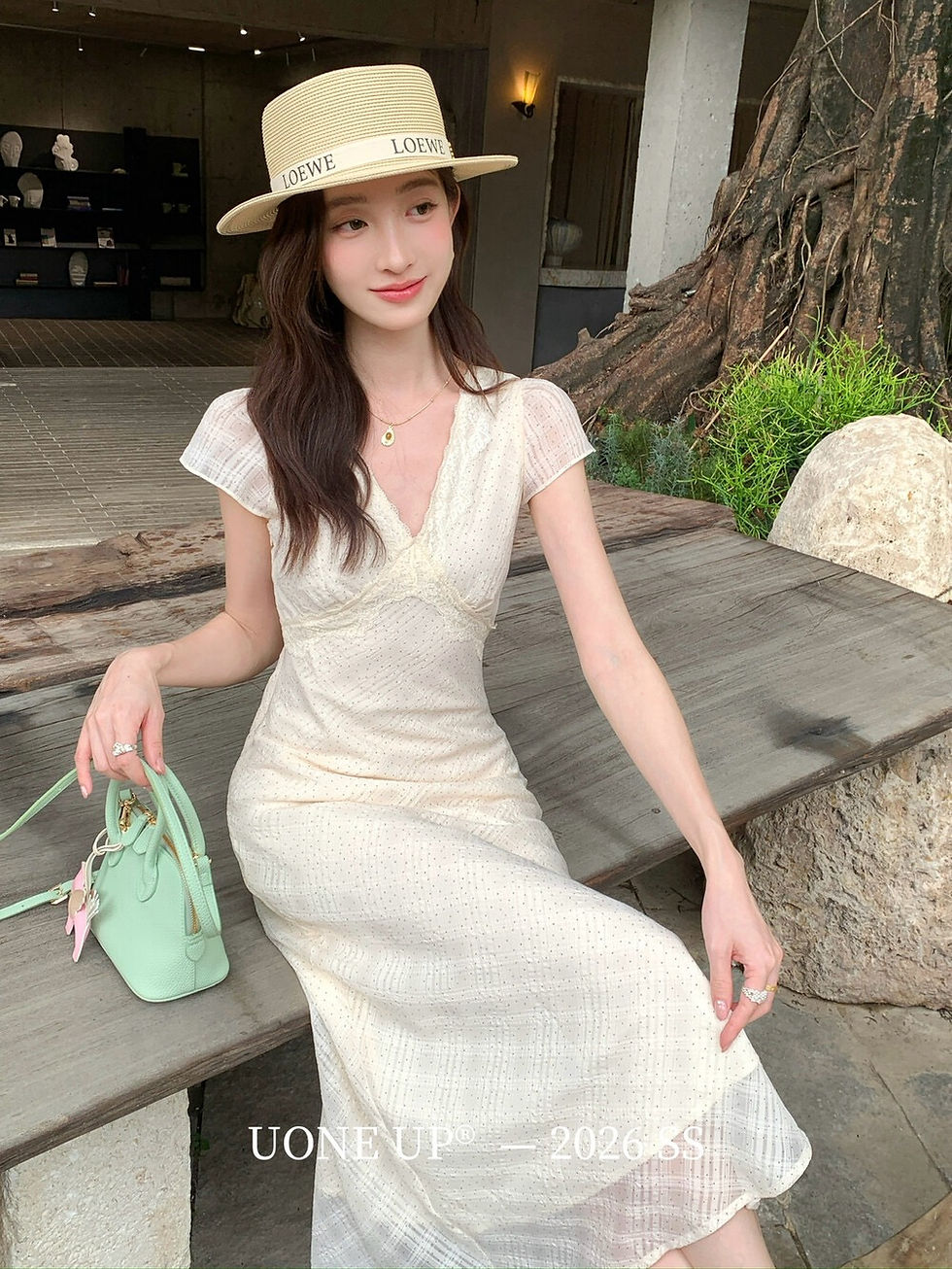 Thumbnail: UONE Elegant Lace Trimmed Dress (265733)