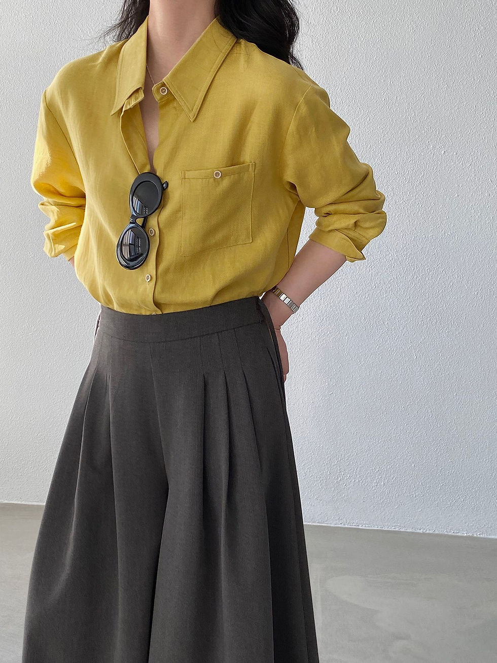 Thumbnail: Jiangzuo Laoqian Style Linen Irregular Loose Shirt (1762)