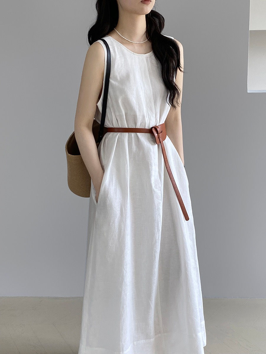Thumbnail: Jiangzuo Linen Sleeveless Dress (1576)