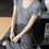 Thumbnail: Gracetina hoo French style U-neck simple short sleeve high-elastic knitted top (