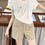 Thumbnail: Gracetina hoo French style loose twill all-linen shorts (KA719)