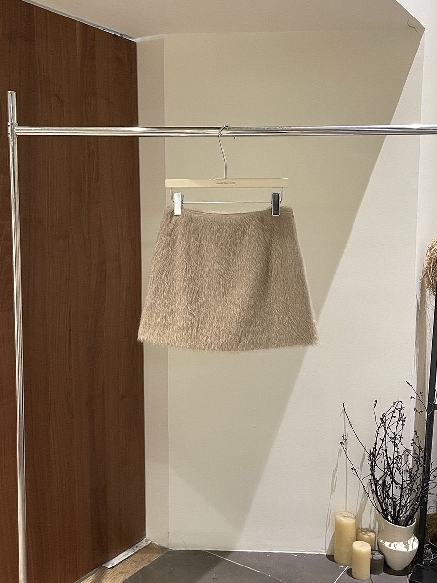 Thumbnail: Gracetina hoo French Style Fuzzy A Line Mini Skirt (BQA5243)