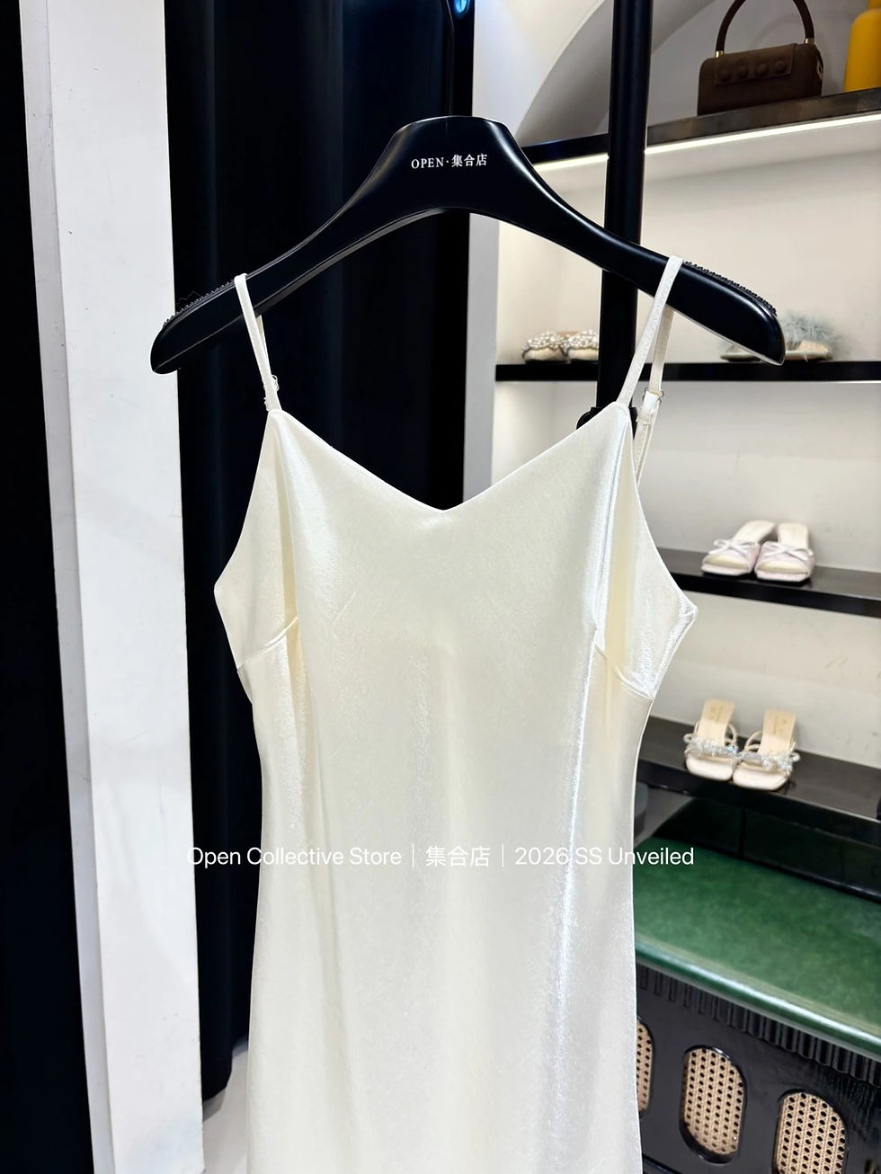 Thumbnail: Open Collection French Style Satin V-Neck Slip Dress (Q1806)