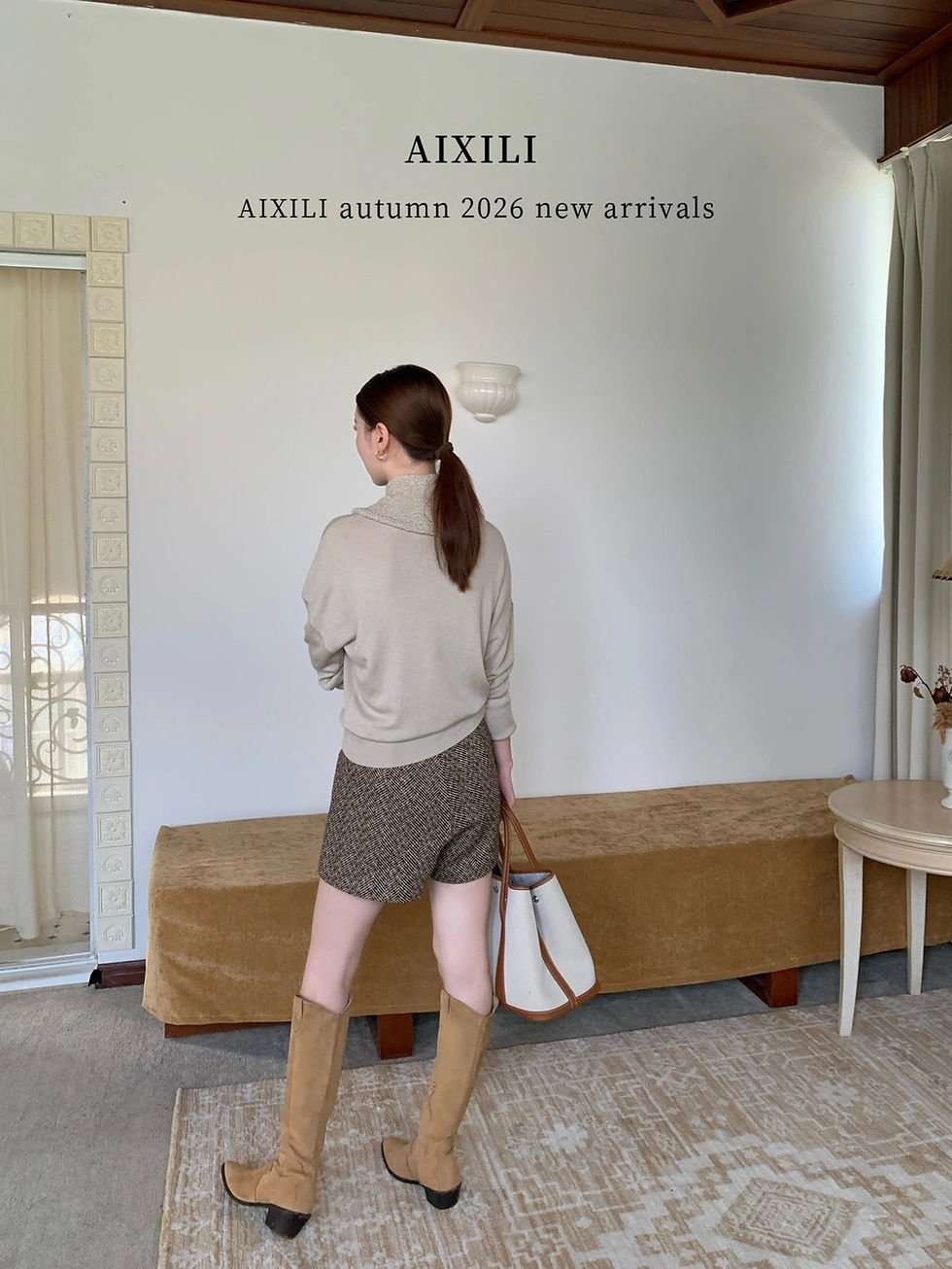 Thumbnail: AIXILI Sophisticated A-Line Wool-Blend Casual Shorts (A2637)