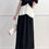 Thumbnail: Tangerine patchwork contrast color short sleeve top + elegant skirt two-piece se