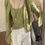 Thumbnail: Gracetina Hoo Linen Ruffled Simple Knitted Vest Cardigan Two-Piece Sets (ZC6059)