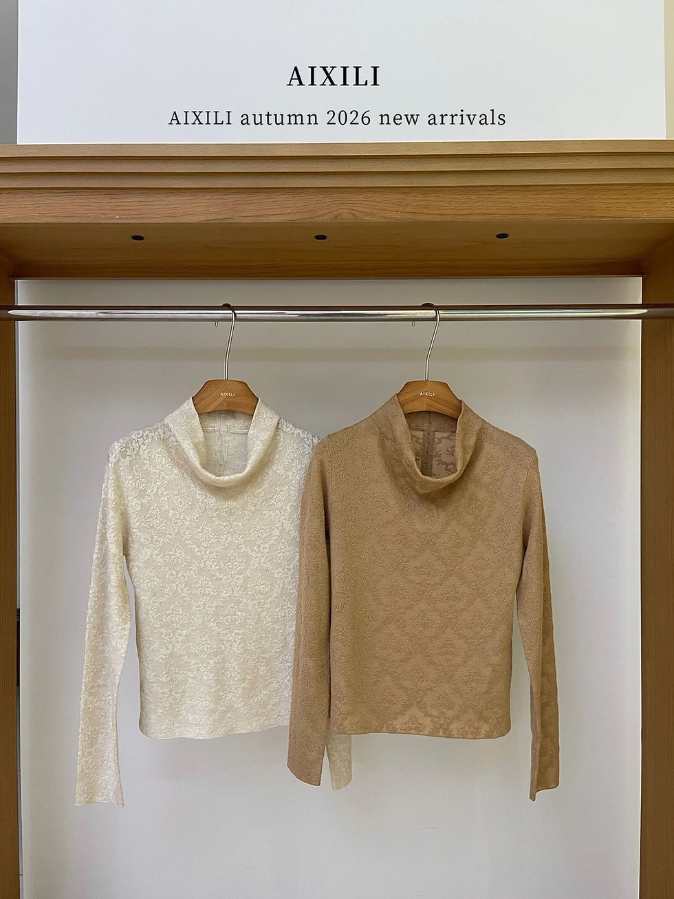 Thumbnail: AIXILI Jacquard Embroidered Knit Sweater with Back Buttons (A2650)