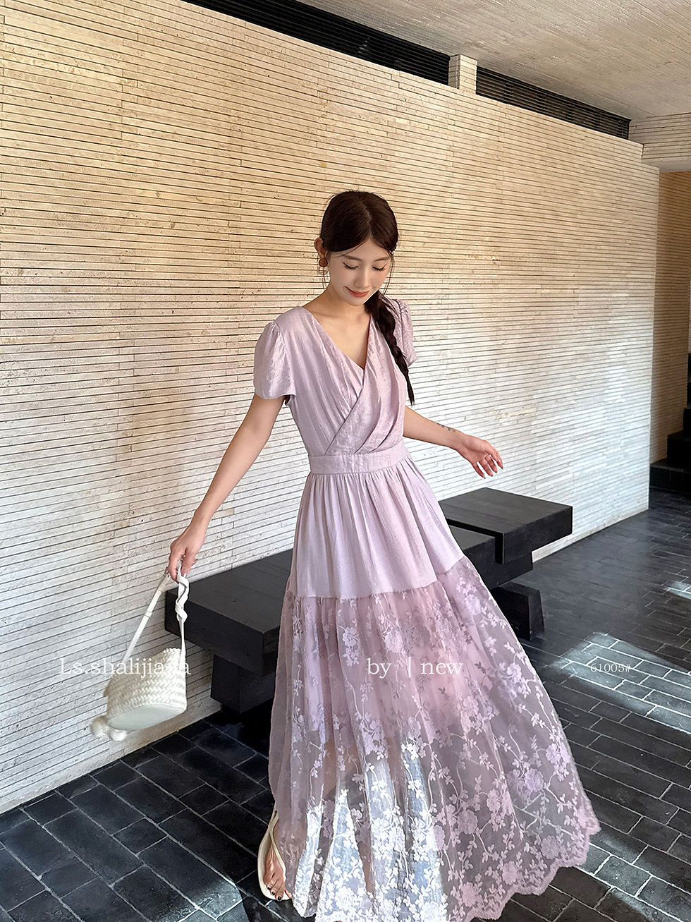 Thumbnail: LS French Style Elegant Lace Patchwork Dress (61005)
