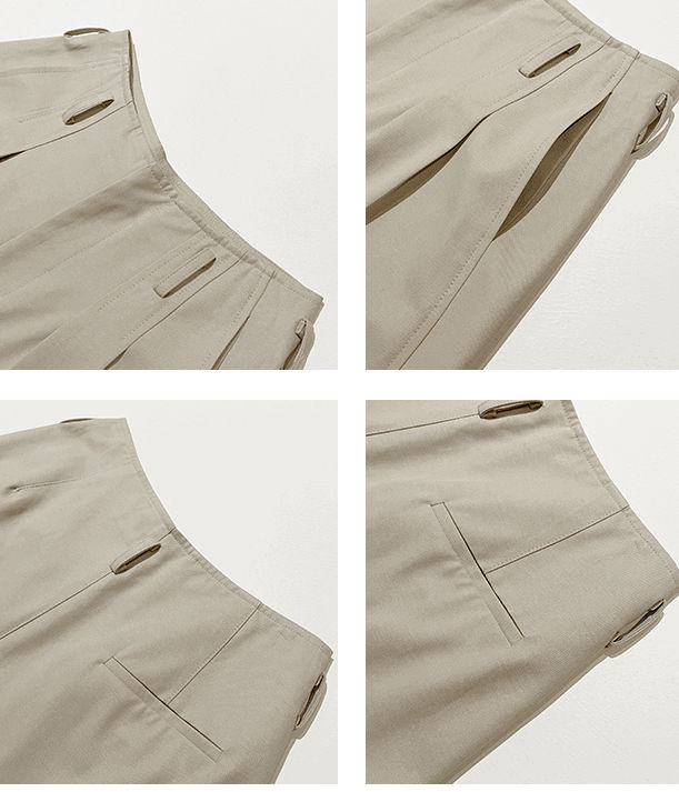 Thumbnail: Gracetina Hoo Tencel Cotton Slim Fit Cigarette Pants with Belt (KA6190)