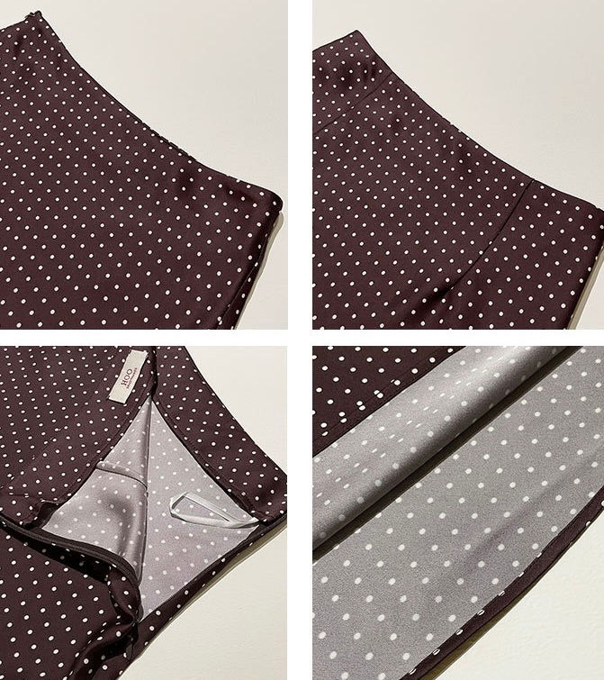 Thumbnail: Gracetina Hoo Retro Elegant Polka Dot Slim Fit Midi Skirt (BQA5119)