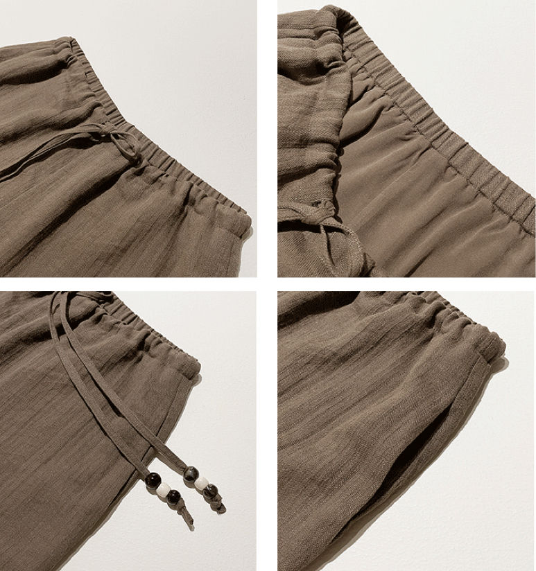 Thumbnail: Gracetina Hoo French Style Tencel Linen Comfortable and Drawstring Elastic Waist