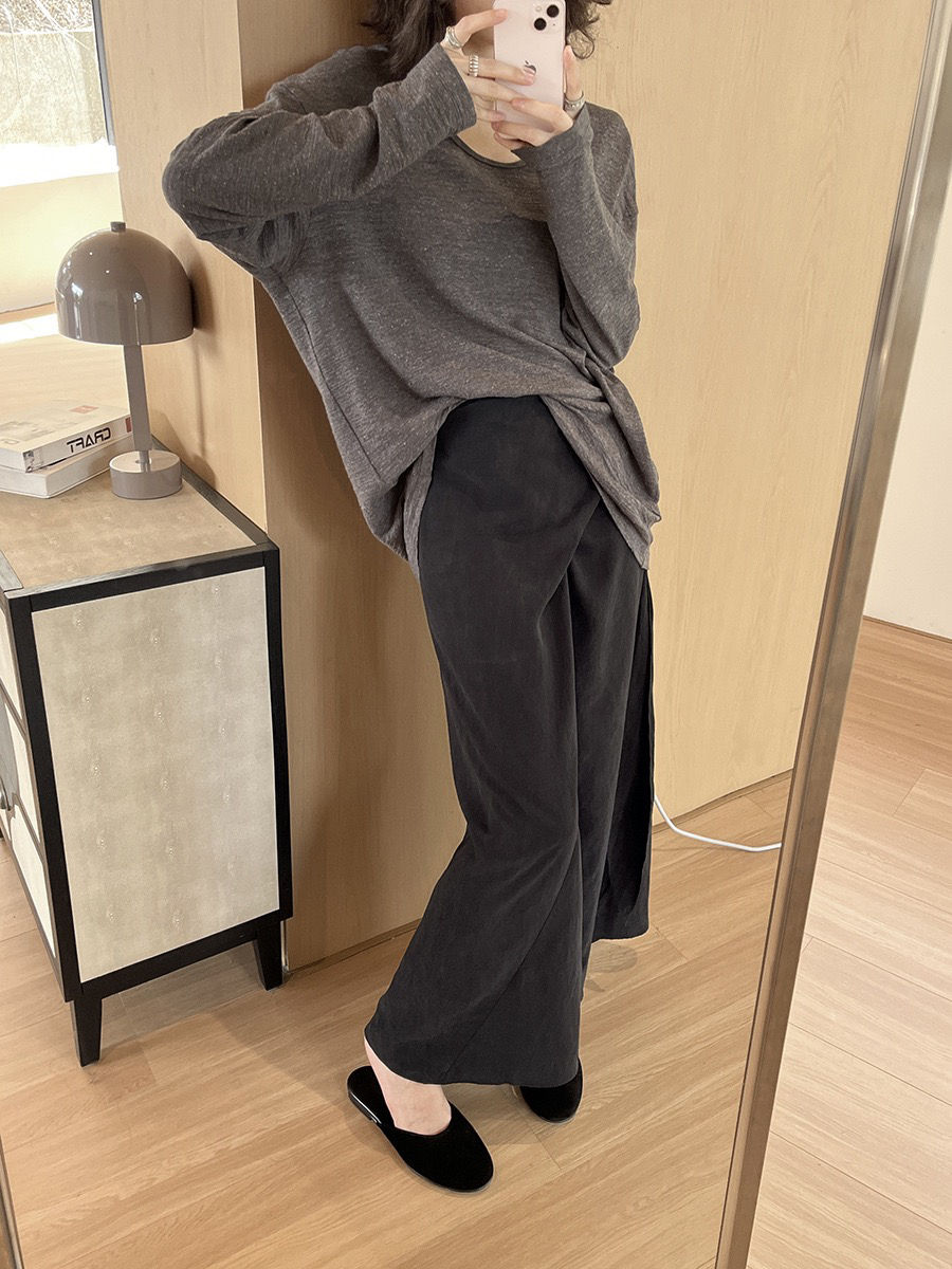 Thumbnail: Gracetina Hoo French Style Tencel Linen Loose-Fitting T-Shirt Top (TB8155)