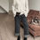 Thumbnail: Gracetina Hoo Winter Simple Retro Rolled Up Cropped Casual Jeans (NB9127)