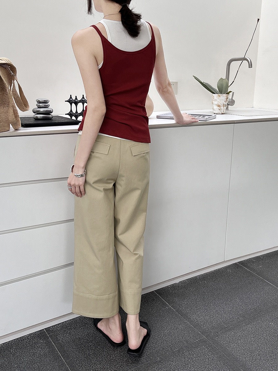 Thumbnail: Gracetina Hoo Summer Simple Cropped Casual Pants (KA788)