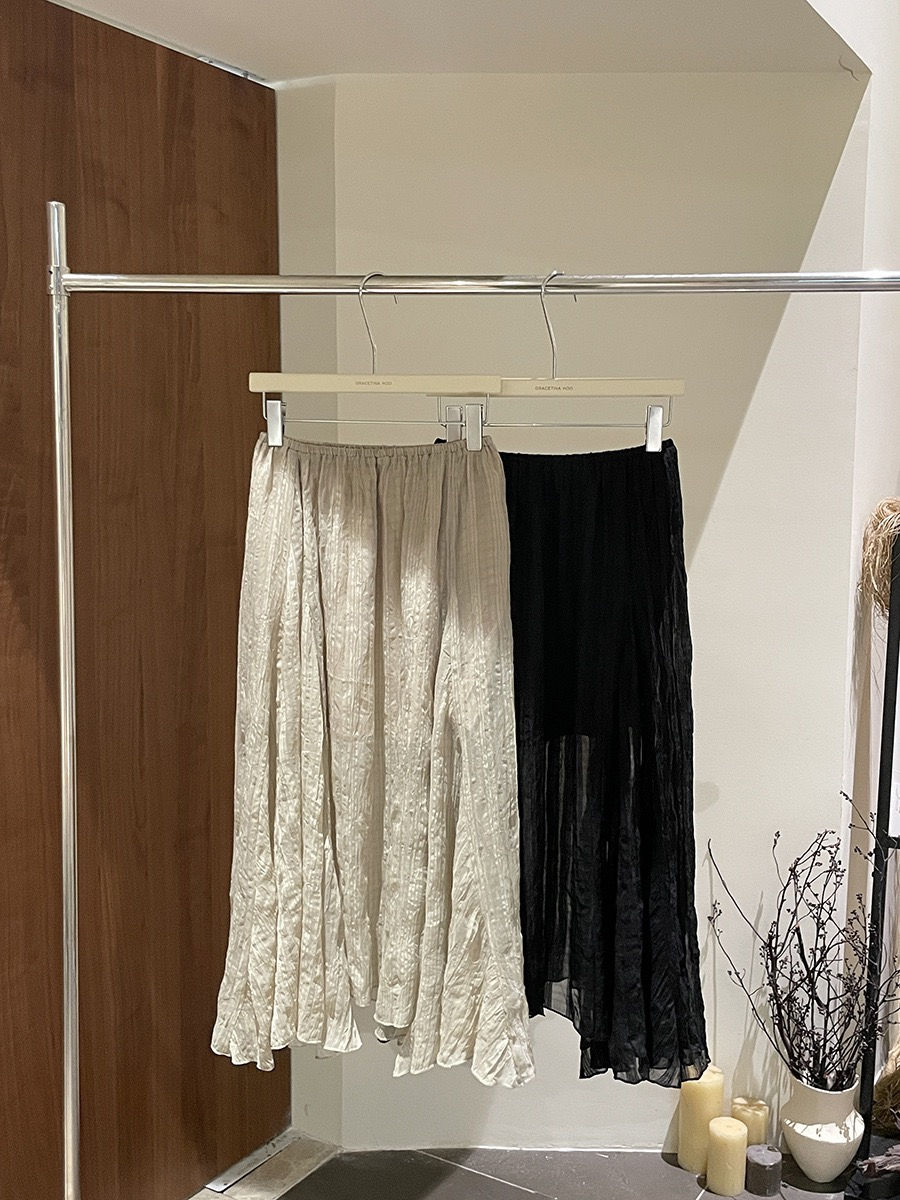 Thumbnail: Gracetina Hoo Simple Relaxed Irregular Midi Skirt (BQA5124)